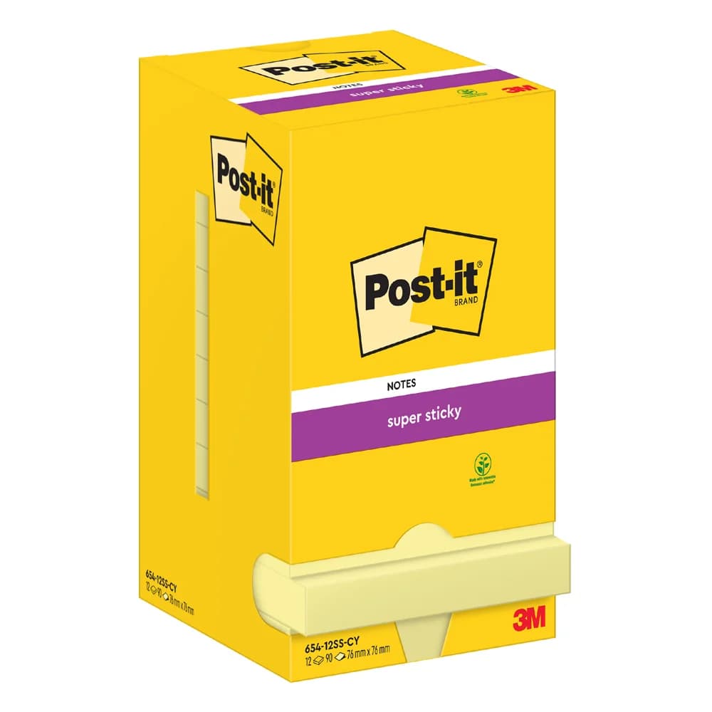 Post-it Haftnotiz 654-12SS-CY 76x76mm 90Bl ge 12St