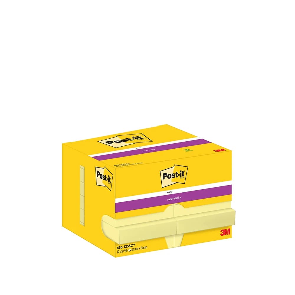 Post-it Super Sticky 12x Haftnotizblock »Notes« 48 x 73 mm gelb