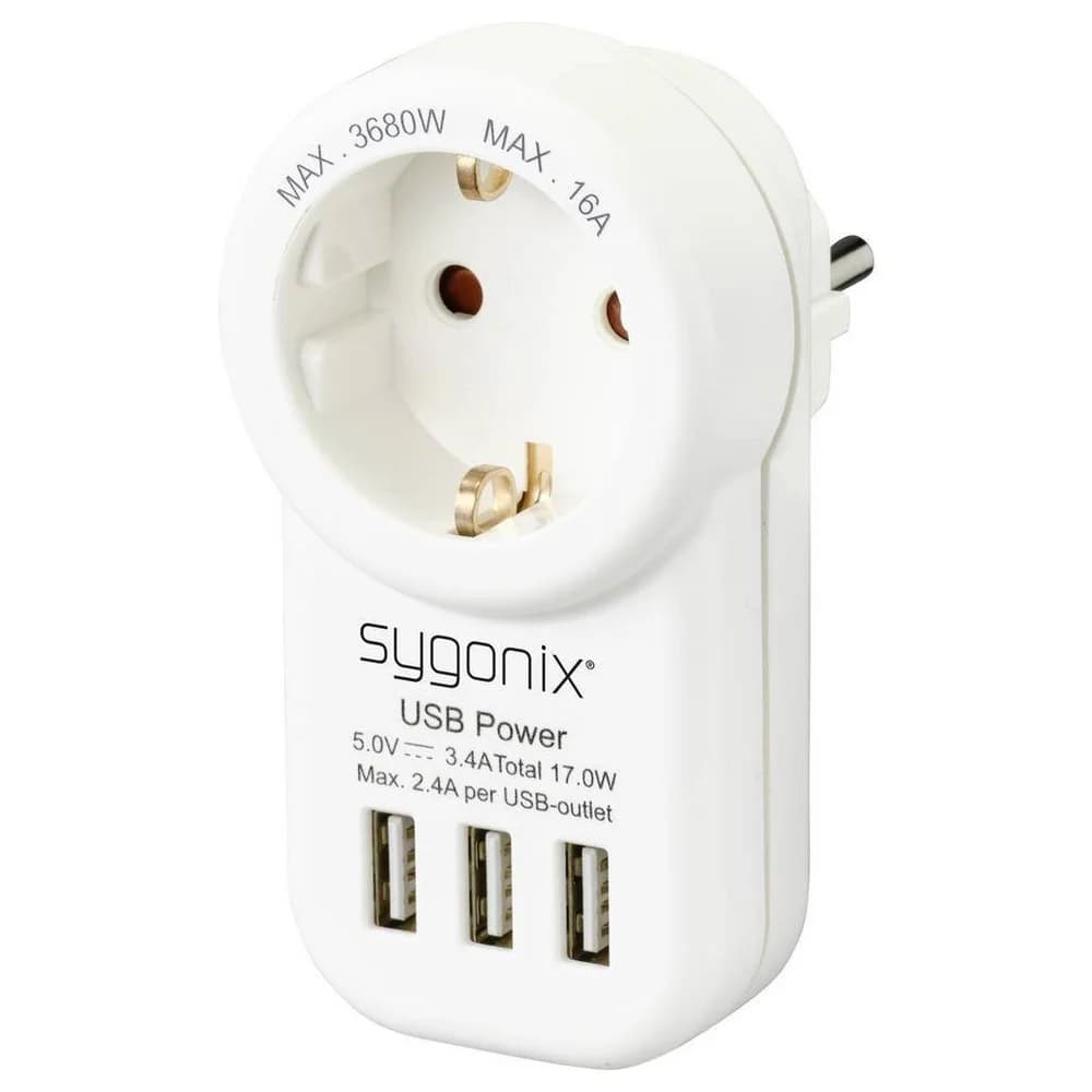 Sygonix SY-4755856 Zwischensteckdose mit USB Weiß - Weiß