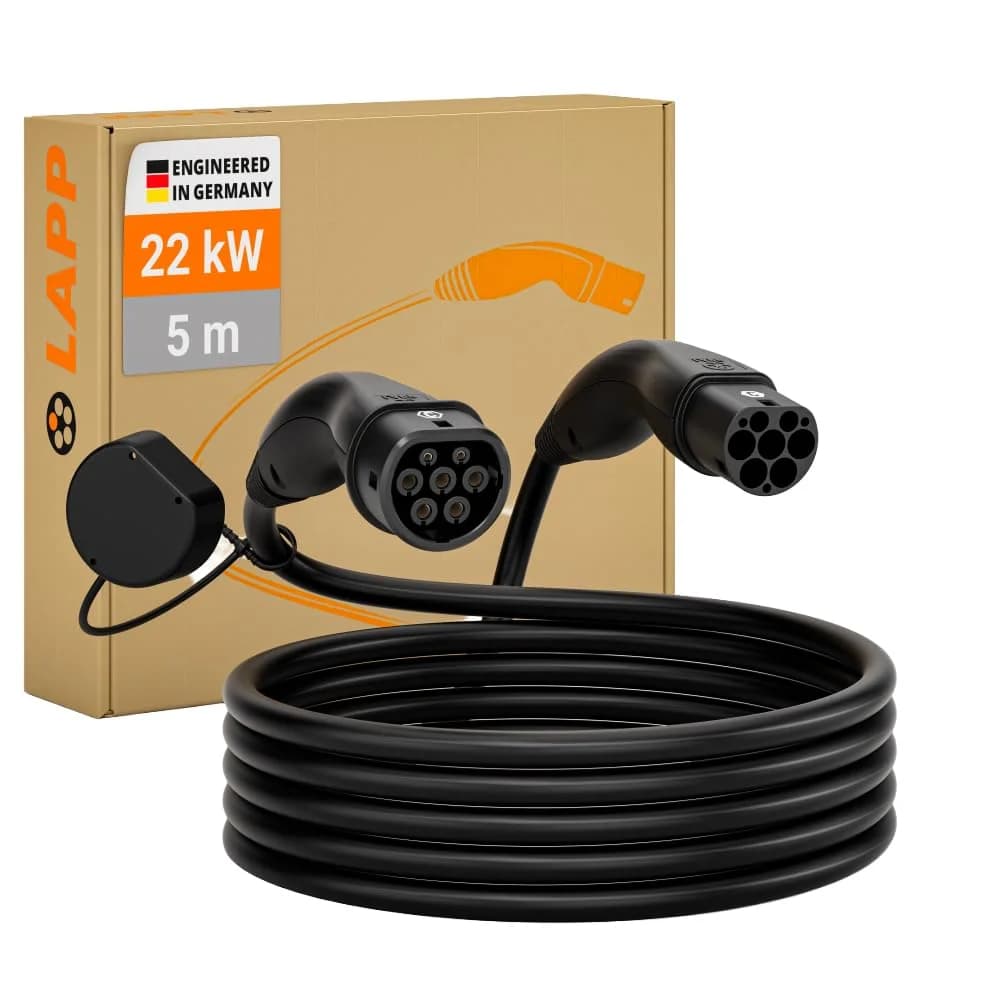 LAPP 61781 - Typ 2 Kabel, Standard, 22 kW, 32 A, 3-Phase, 5 m, schwarz