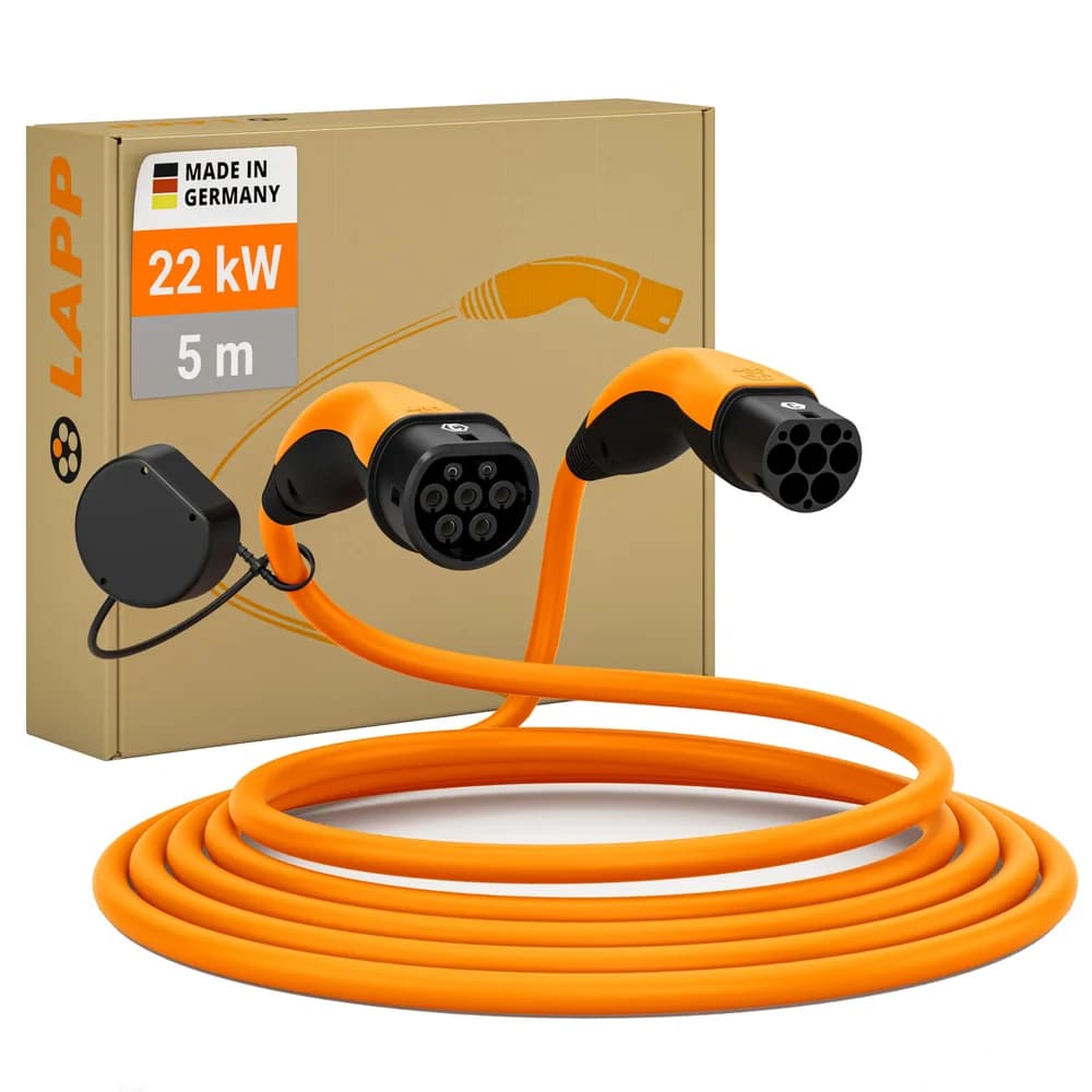 LAPP 61798 - Typ 2 Kabel, Helix, 22 kW, 32 A, 3-Phase, 5 m, orange