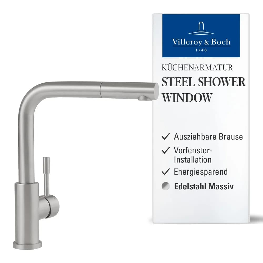 Villeroy & Boch Küchenarmatur Steel Shower Window Edelstahl massiv