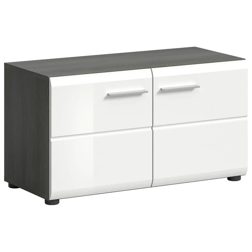 xonox.home Sitzbank, Weiß Hochglanz Rauchsilber Melamin Modern 80x44x37 cm grau