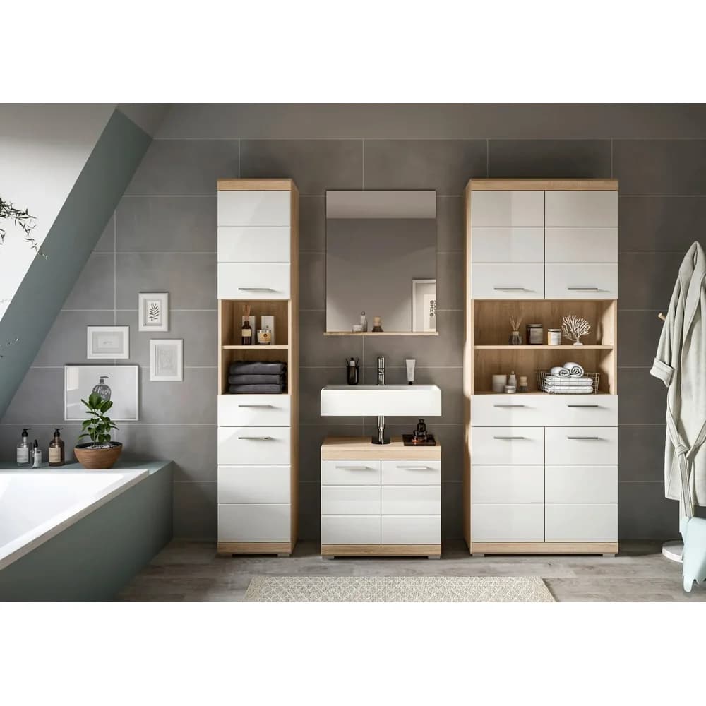 Badezimmer Lambada 4-tlg. ca. 171 cm Eiche/Weiß