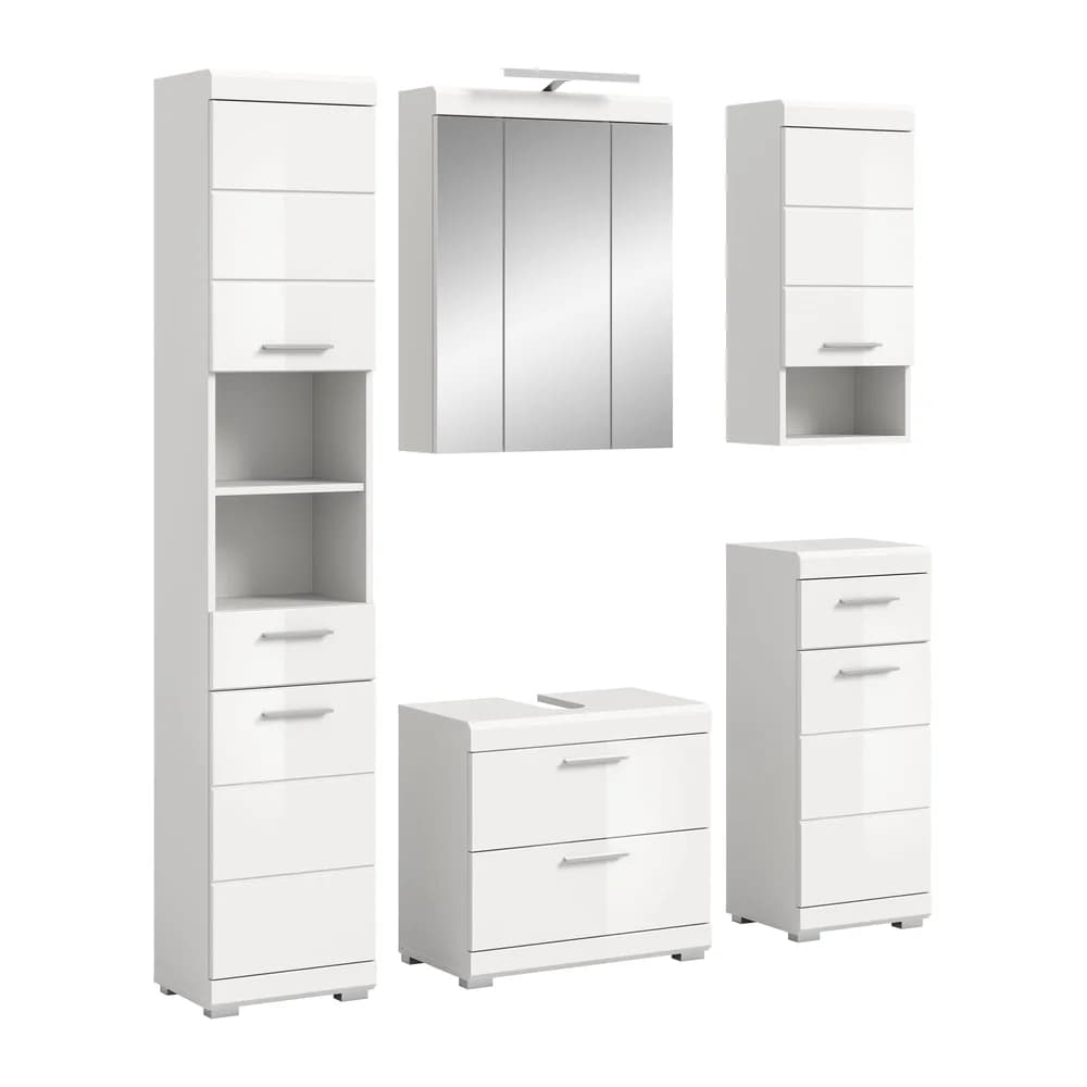 Badmöbel-Set 5 teilig ¦ weiß ¦ Maße (cm): B: 164 H: 191