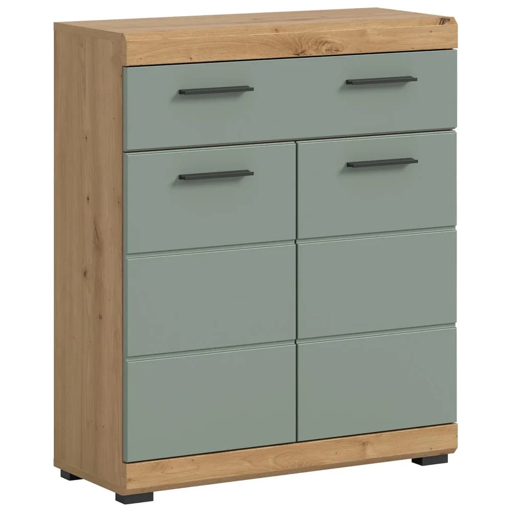 Ebuy24 Scout Badschrank 2 Türen, 1 Schublade Salbeidekor, Eiche Dekor.