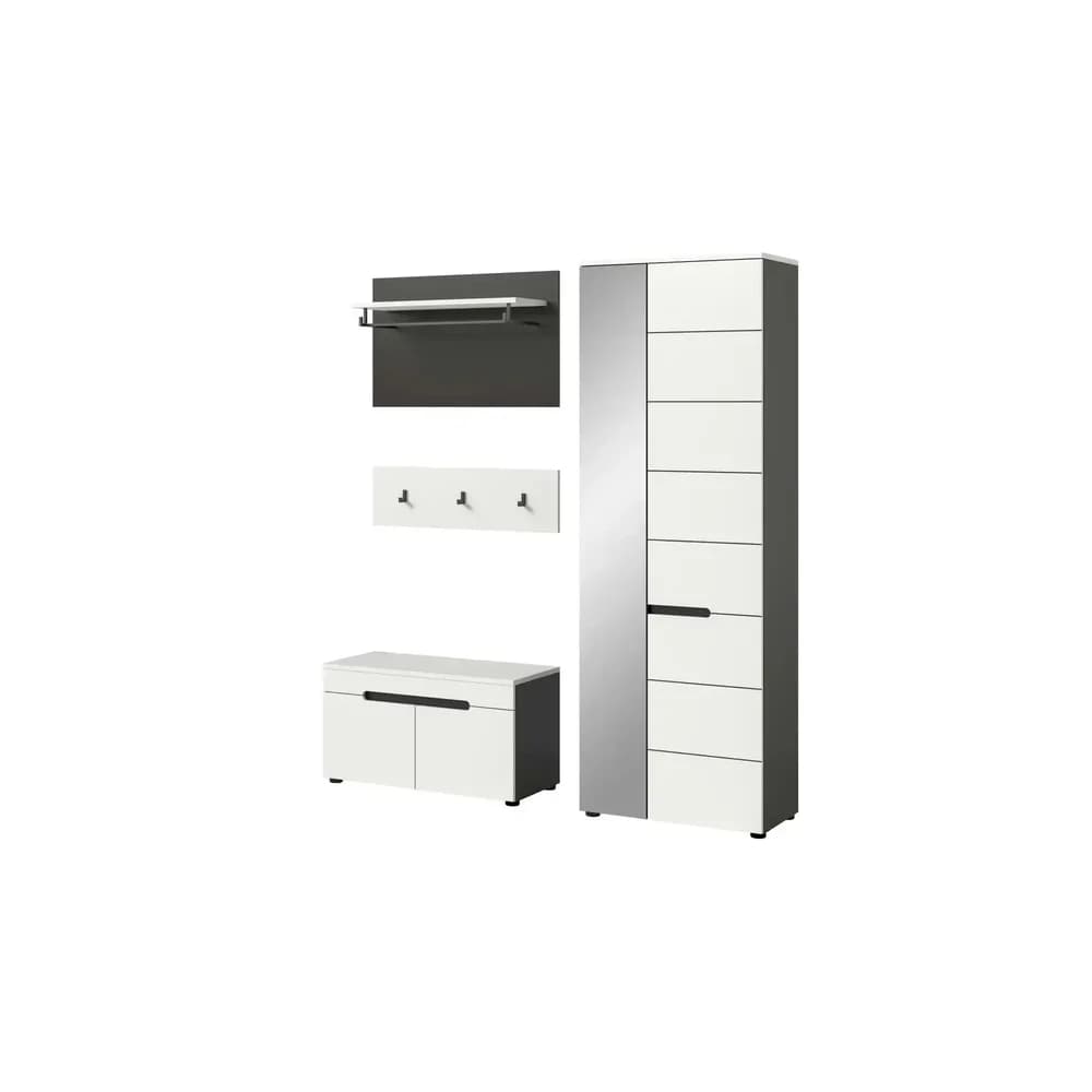 Garderobenkombination 4-teilig Canu , grau , Maße (cm): B: 160 H: 190
