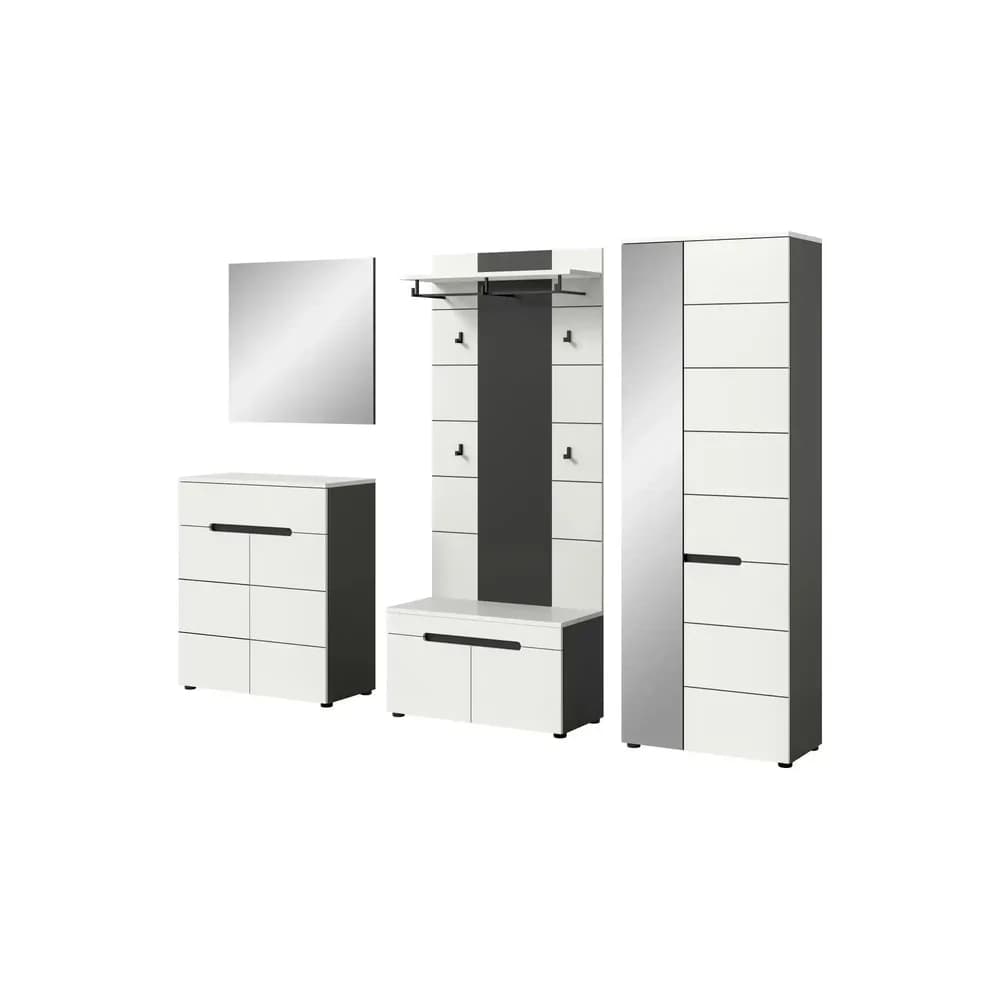 Garderobenkombination 4-teilig Canu ¦ grau ¦ Maße (cm): B: 255 H: 190