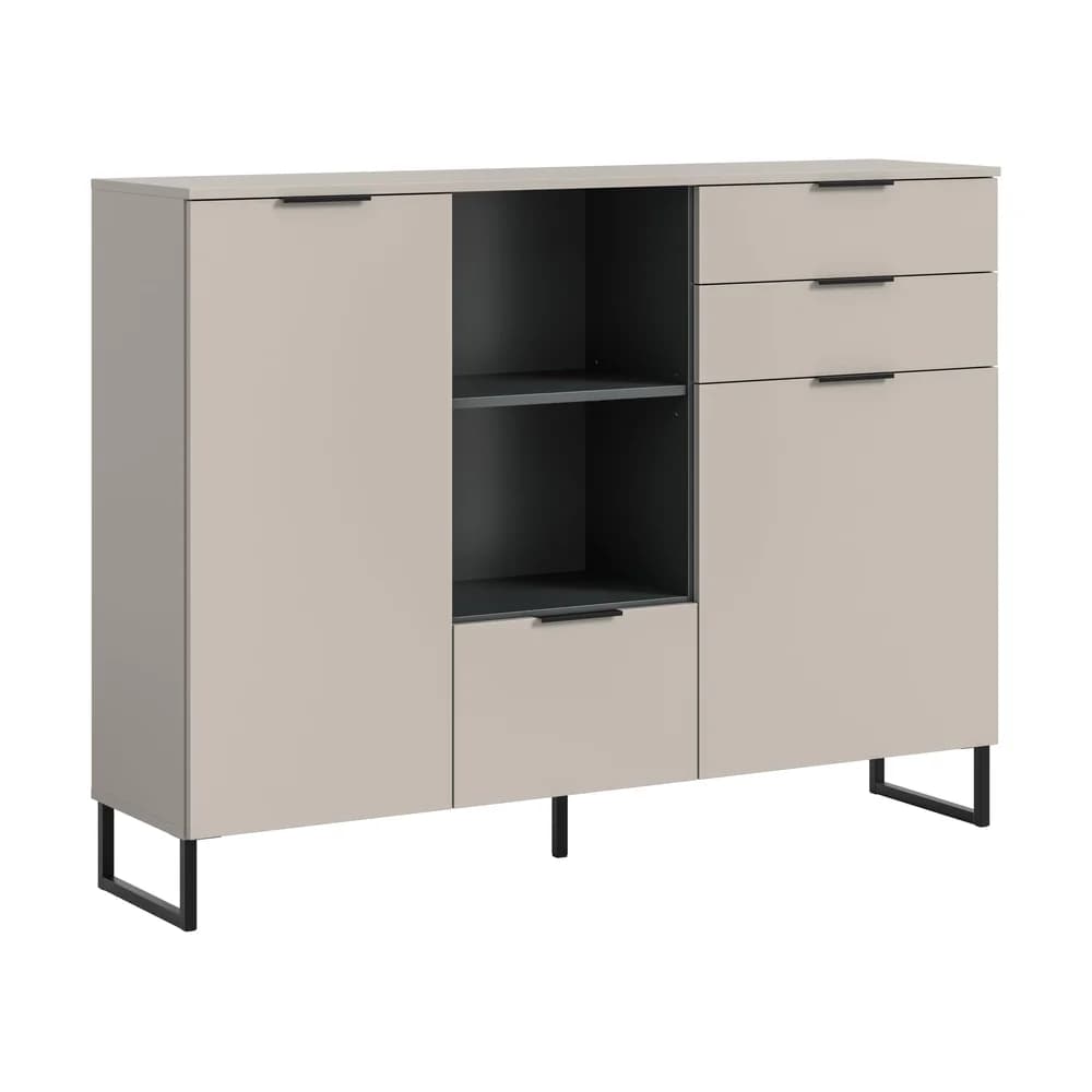 xonox.home Highboard, Kaschmir Nachbildung Melamin beschichtet 112x150x37 cm beige