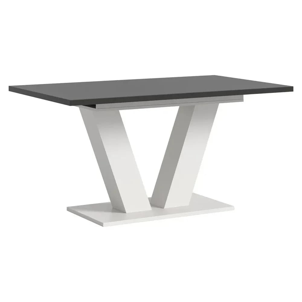 Ebuy24 Motion Esstisch V-Fuß 90x150/190cm inkl. 1 Einlegeplatte grau, weiß.