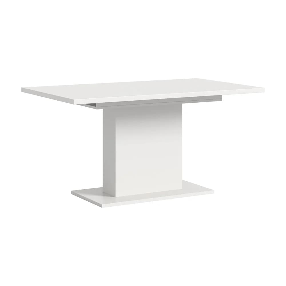 Ebuy24 Motion Esstisch Säulenfuß 90x150/190cm inkl. 1 Einlegeplatte weiß.