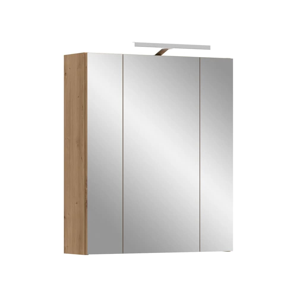 Ebuy24 Ice Spiegelschrank Bad Inkl. Beleuchtung 3 Spiegeltüren Eiche Dekor.