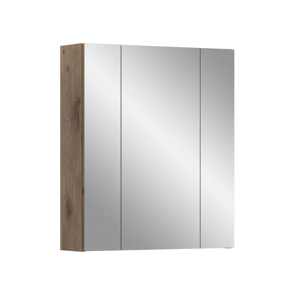 Ebuy24 Ice Spiegelschrank Bad Schwarz matt, Eiche Dekor.