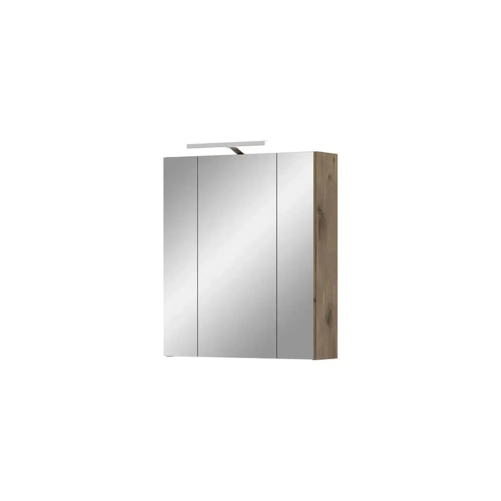 Ebuy24 Ice Spiegelschrank Bad Inkl. Beleuchtung 3 Spiegeltüren, Eiche Dekor.