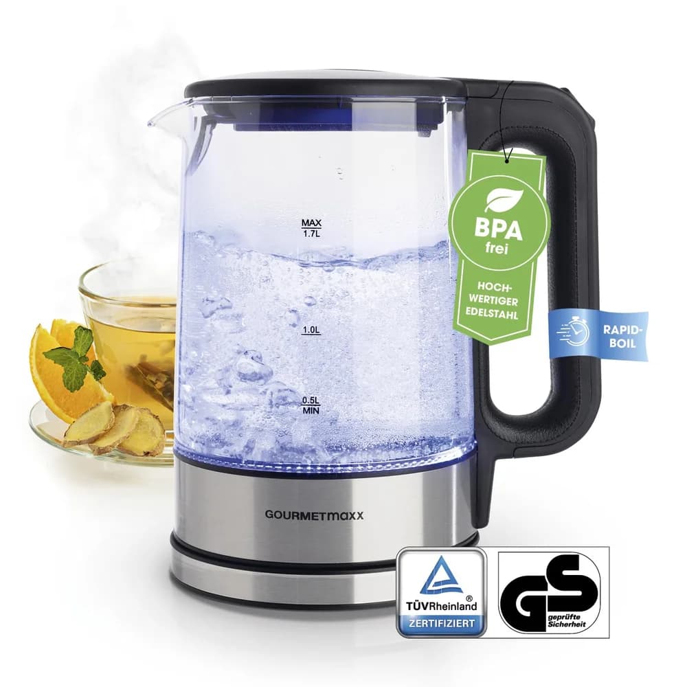 GOURMETmaxx Glas-Wasserkocher LED 1,7l