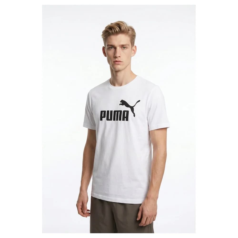 PUMA Herren T-Shirt - ESS No.1 Logo Tee, Rundhals, Kurzarm, uni Weiß / XL