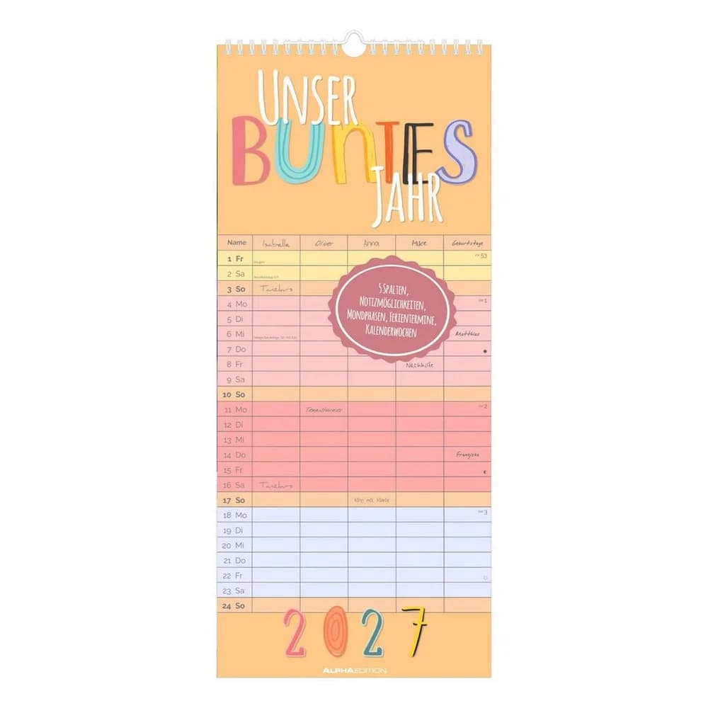 NEUMANN Familienkalender Familienplaner Unser buntes Jahr XL 2027