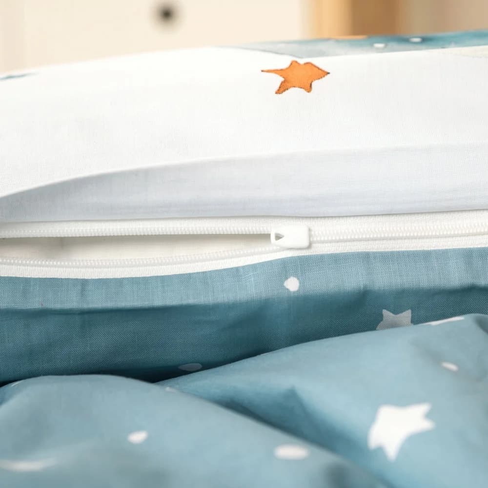 Baby Best Babybettwäsche Kleiner Astronaut, Renforcé, 2 teilig, Wendebettwäsche blau