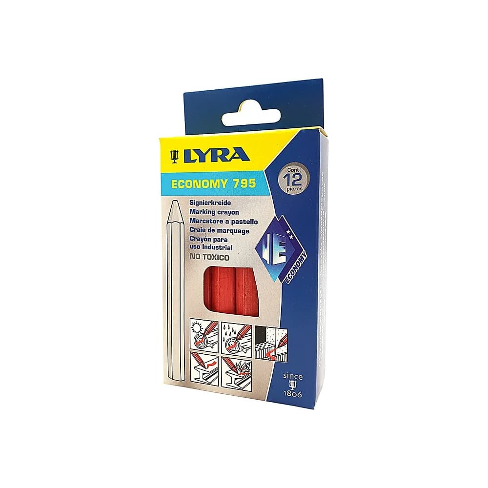 LYRA Signierkreide ECONOMY 795, sechseckig, 12 Stück, rot