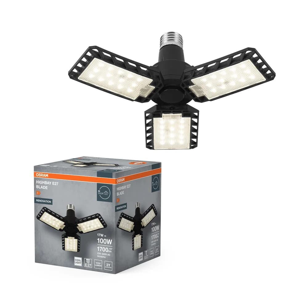 LED-Industrielampe High Bay E27 17W 4000K Neutralweiß 1700lm Schwarz Blade Osram