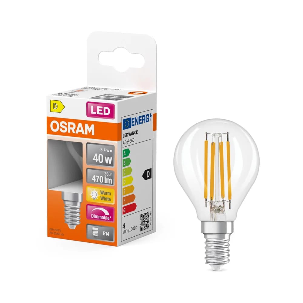 Osram LED-Leuchtmittel LED Retrofit CLASSIC P-Form, E14, 1 St., Warmweiß weiß