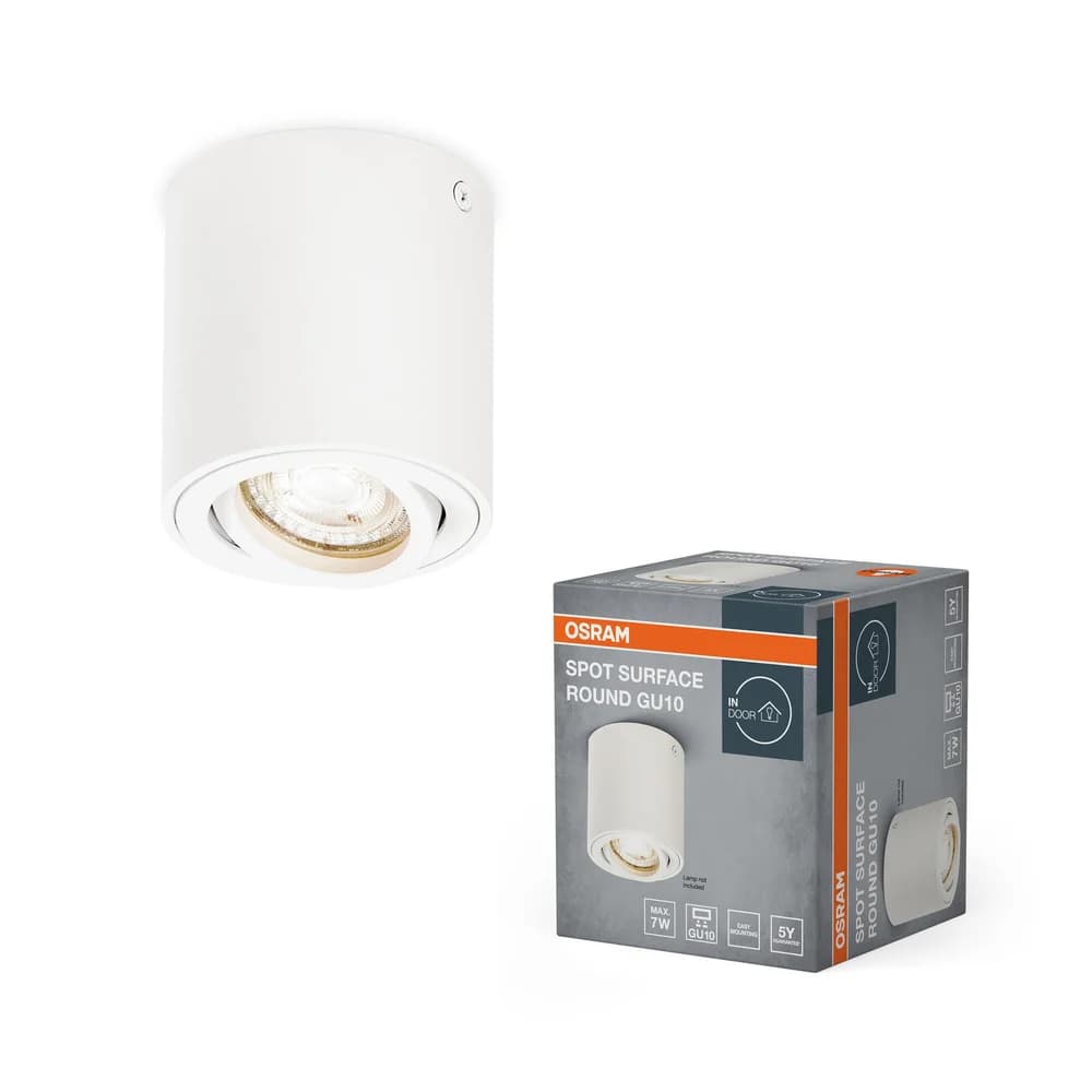 OSRAM Spot Surface Round GU10 Deckenaufbauspot Weiß, Ø 80 mm, schwenkbar