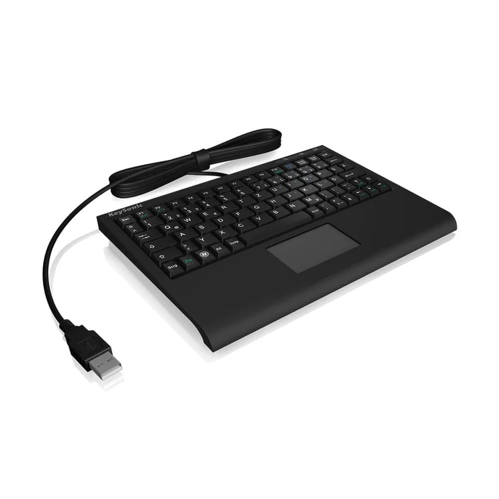 KeySonic ACK-3410 (US) Super-Mini Tastatur, Smart-Touchpad, USB, schwarz