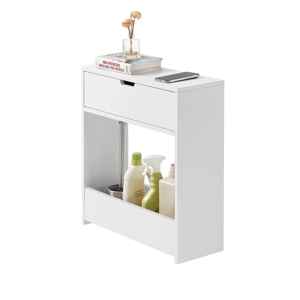 SoBuy Badunterschrank mit 1 Schublade Weiß 55x20x60cm Rustikal