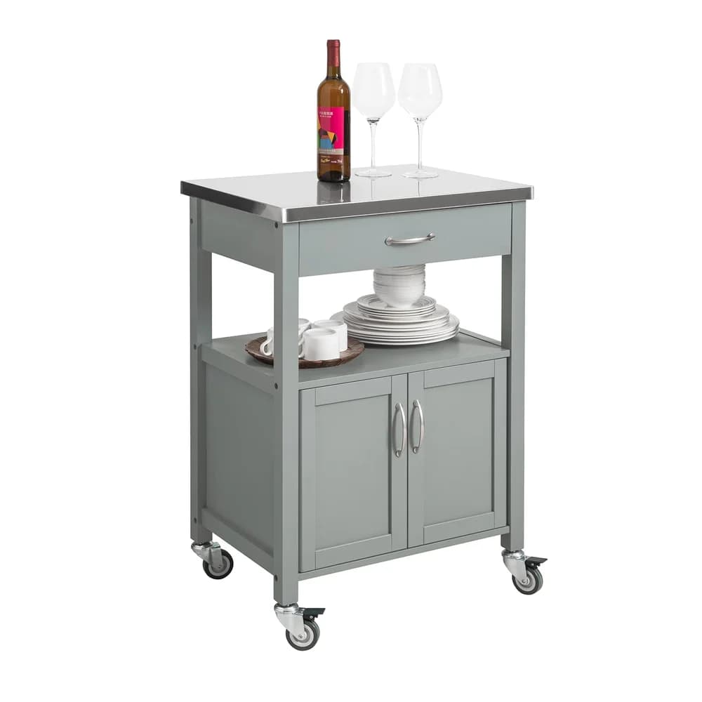 SoBuy Küchenwagen mit 1 Schublade Hellgrau 60x44,5x91cm Modern
