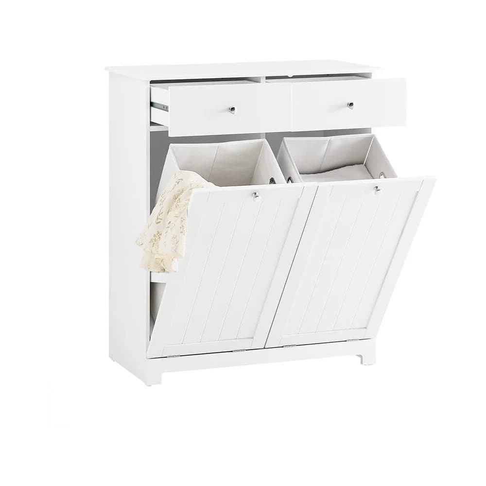 SoBuy Wäscheschrank mit 2 Schubladen Weiß 78x38x90cm Funktional