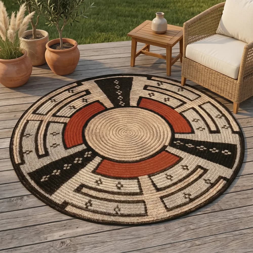 Gino Falcone In- & Outdoorteppich Aurora beige multi 160 x 160 cm Rund