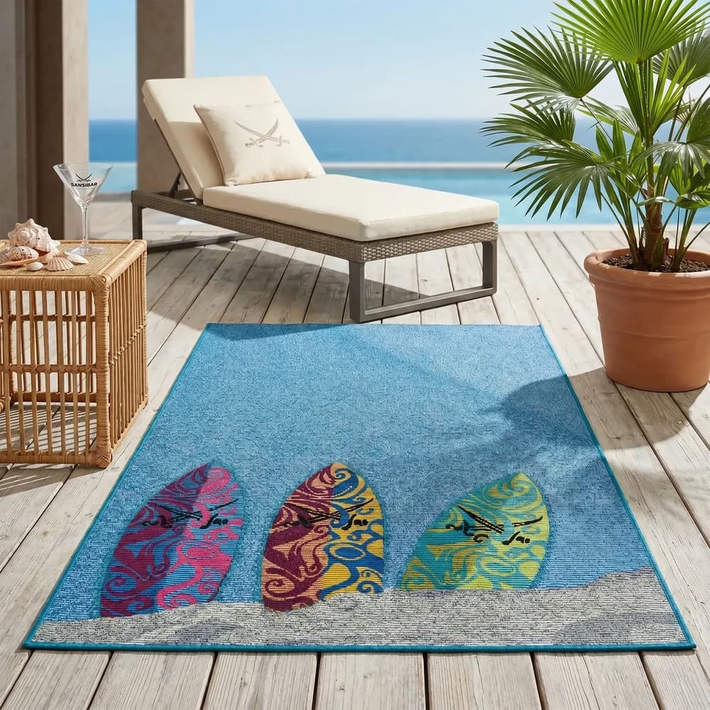 Sansibar In- & Outdoorteppich Rantum Beach SA-018 blue multi 100 x 200 cm Galerie