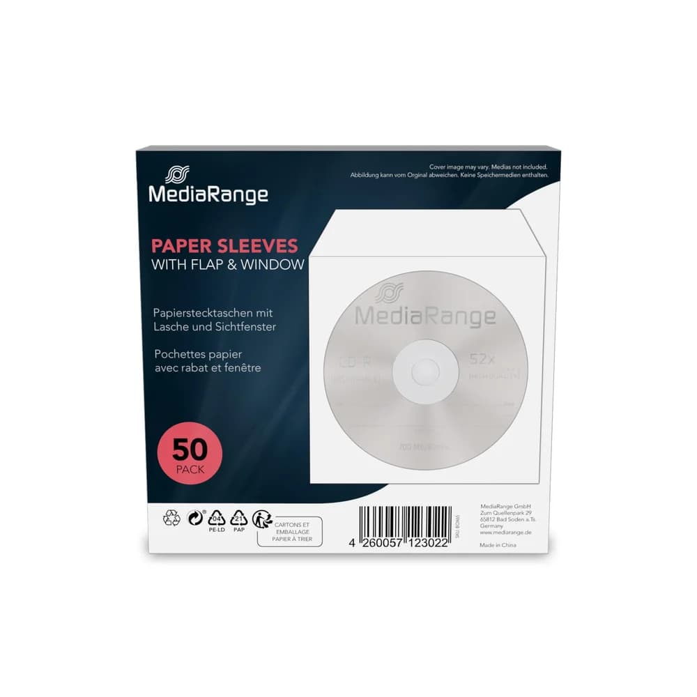 MediaRange BOX65 50x CD-/DVD-Hüllen Papiertaschen weiß
