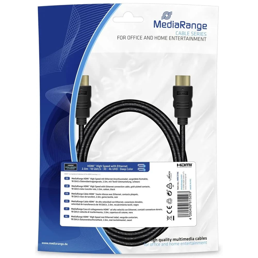 MediaRange HDMI-Kabel MRCS196 Schwarz