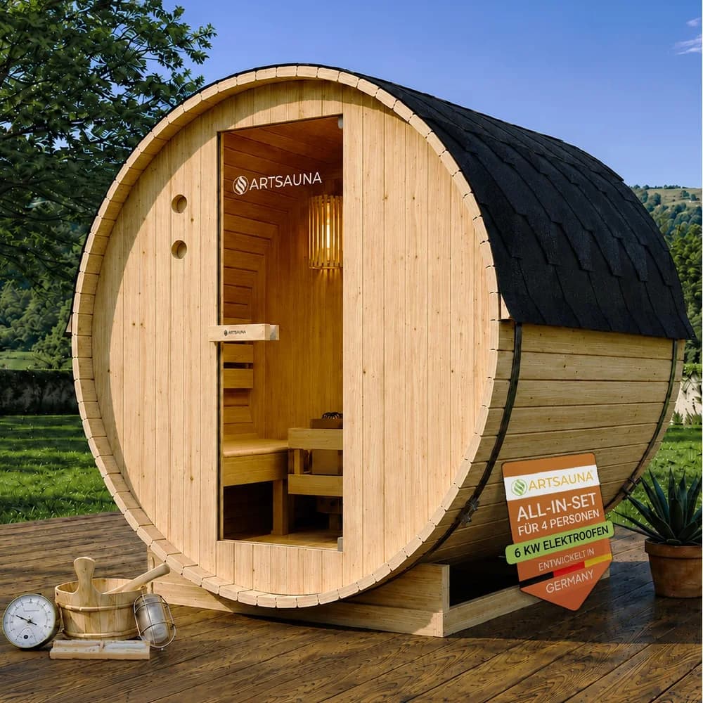 ARTSAUNA Fasssauna Spitzbergen (für 4 Personen, 180 cm)