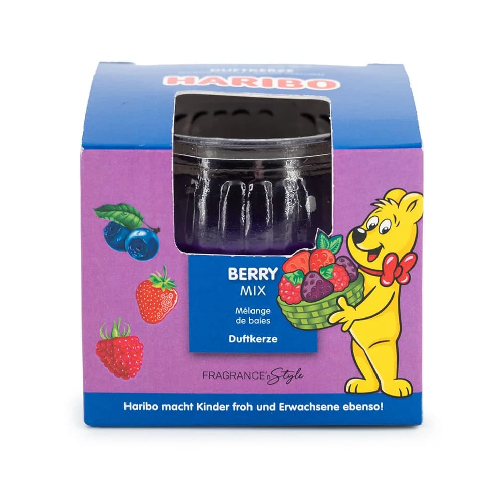 Haribo Duftkerze ™ im Geschenkkarton Blau,Lila,Transparent