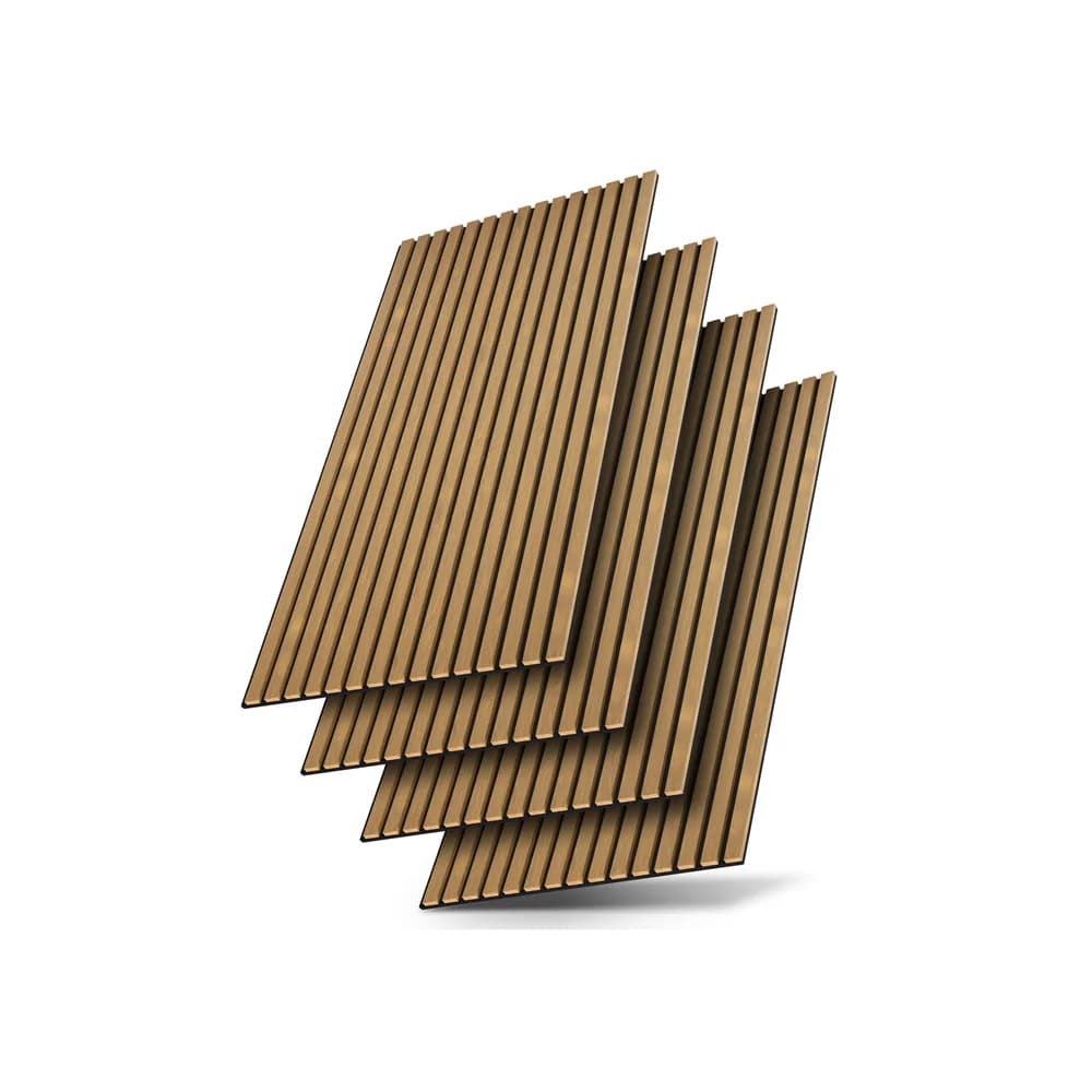 JUSKYS Wandpaneele Akustik 4er Set (120x60 cm, Eiche Natur Dunkel)