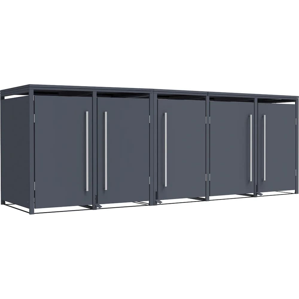 Westmann Mülltonnenbox Pedura 5 5x 240L mit Fußpedal Anthrazit 80x331x116cm