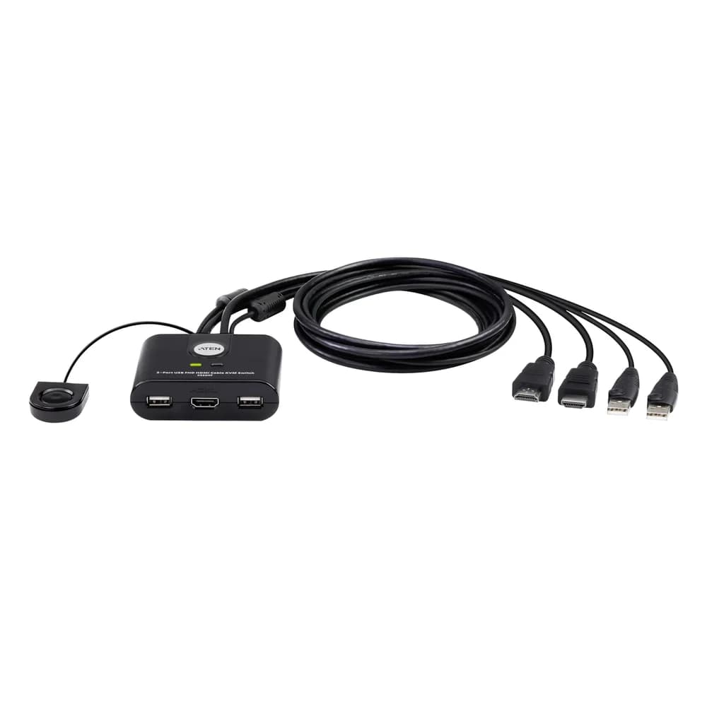 ATEN CS22HF 2-Port USB HDMI Kabel KVM-Switch mit Remote, FHD