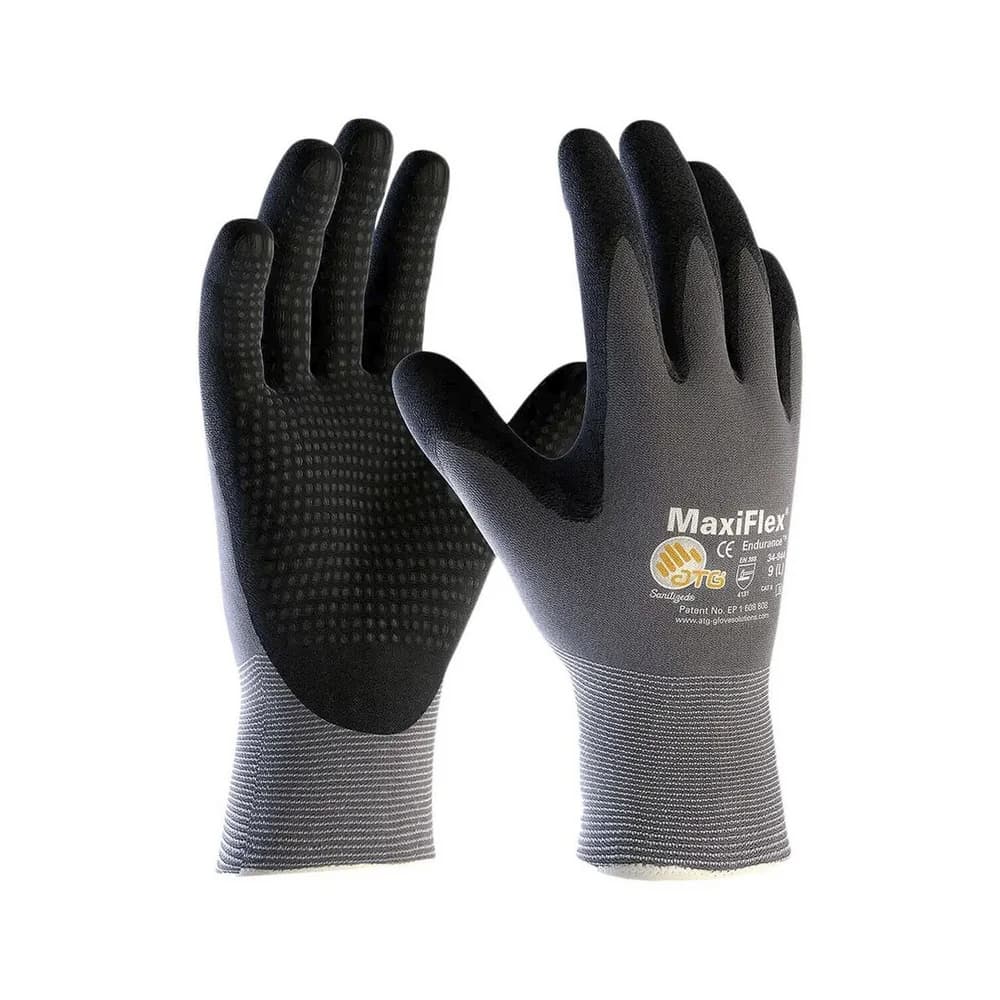 ATG Nylon-Strickhandschuhe Maxiflex Endurance Gr. 8 Nitril-Noppen grau/schwarz 34-844