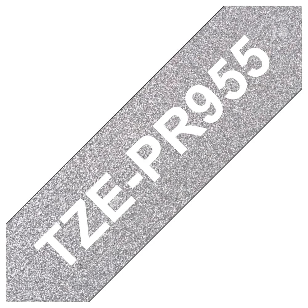 Brother TZE-PR955 Etiketten erstellendes Band Weiß auf Silber