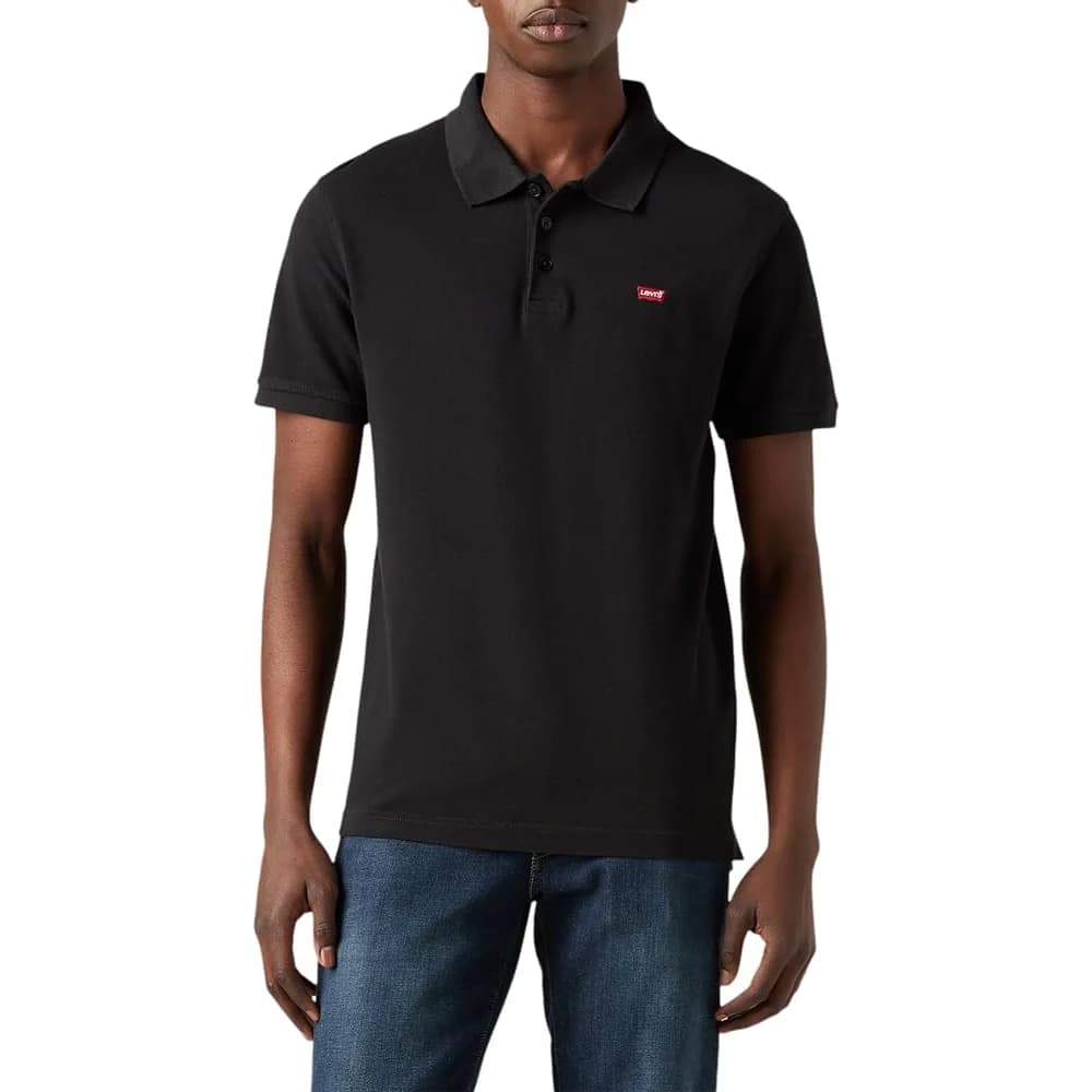 Levi's Herren Poloshirt - Housemark Polo, Baumwolle, einfarbig Schwarz / 2XL