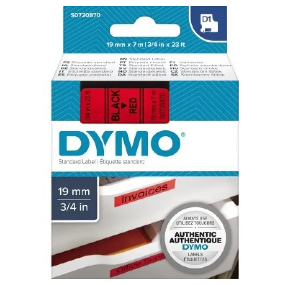 DYMO D1 Schriftband 19mm schwarz auf rot