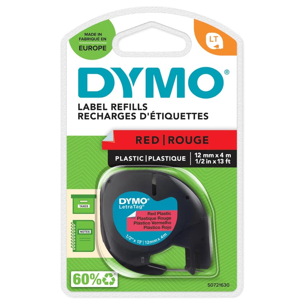 Dymo Letratag Band Plastik rot 12 mm x 4 m