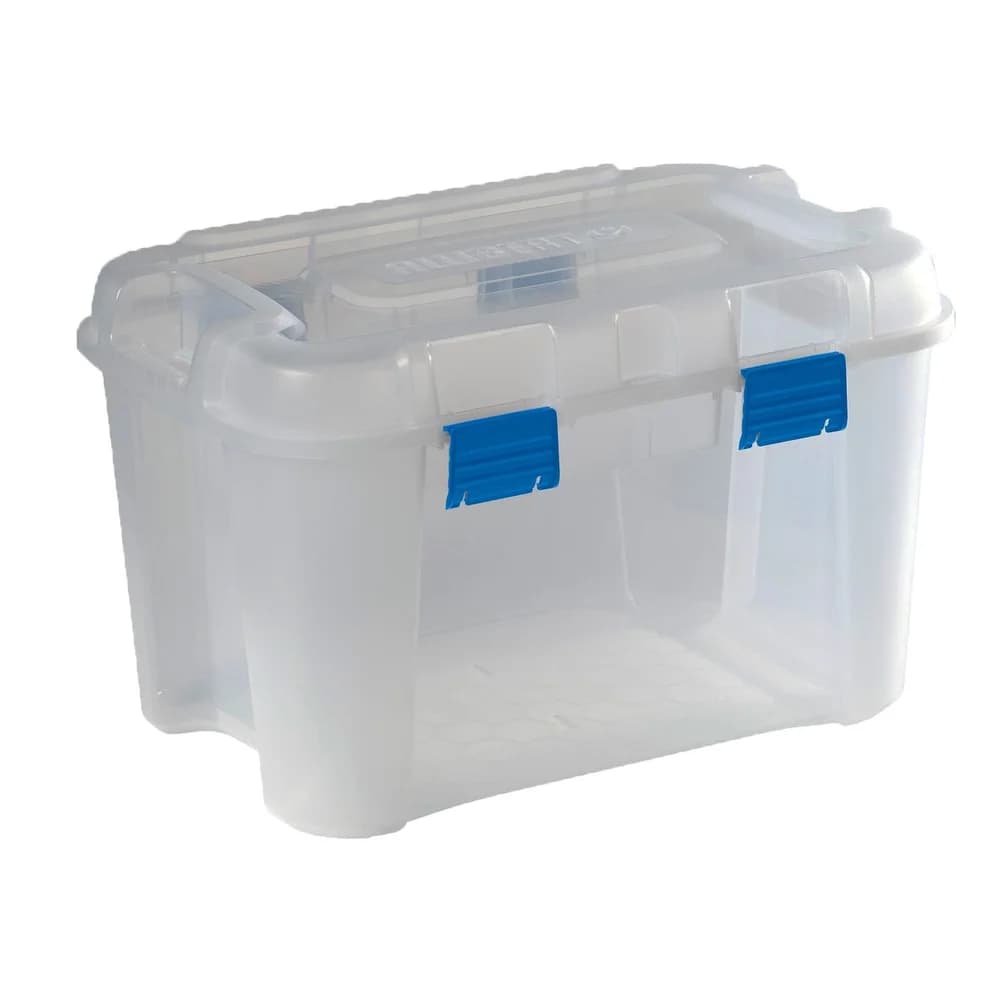 Curver Aufbewahrungsbox Curver 243696 Aufbewahrungsbox TOTEM Box 60L, transparent / blau Tr blau
