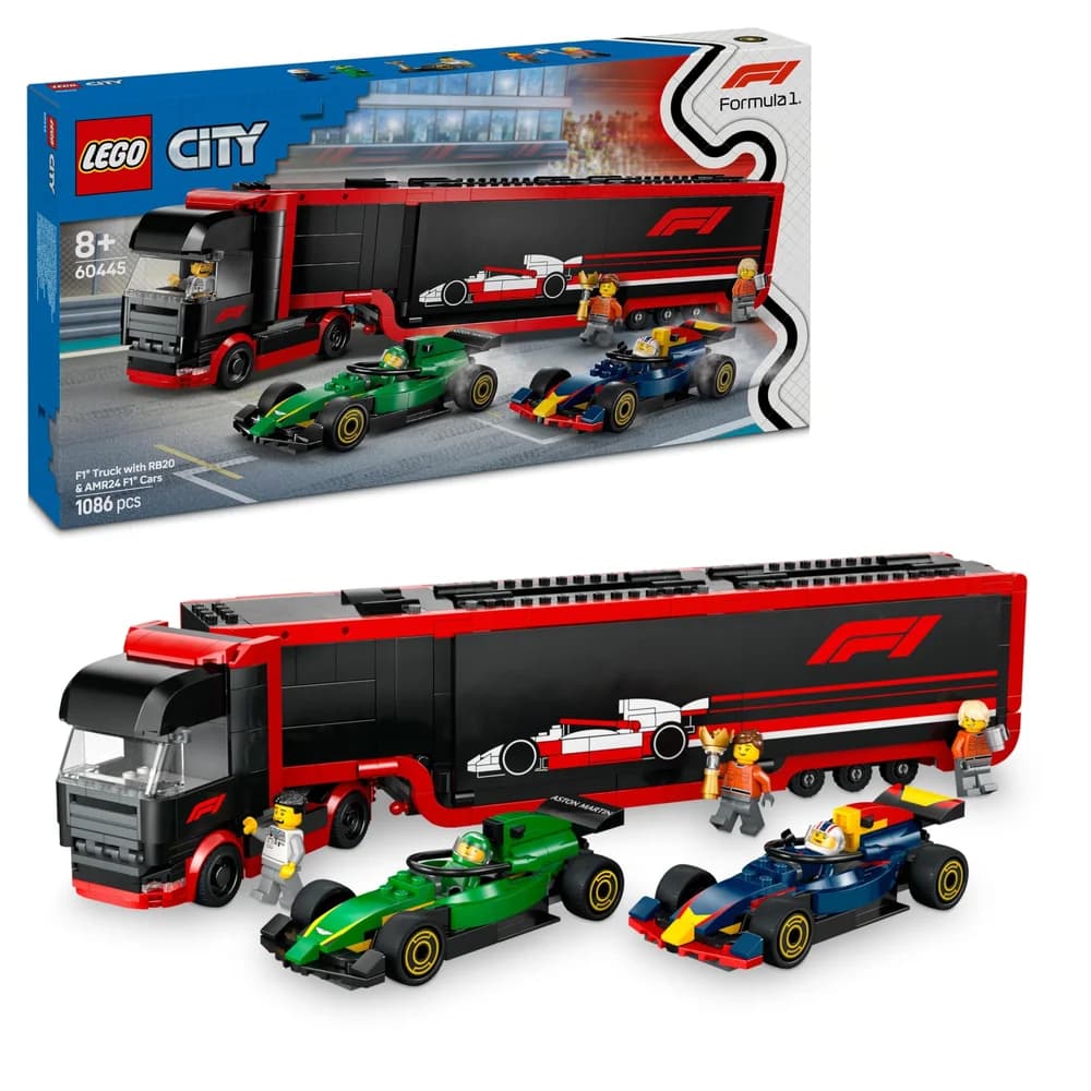 LEGO City 60445 F1 Truck with RB20 & AMR24 F1 Cars 60445