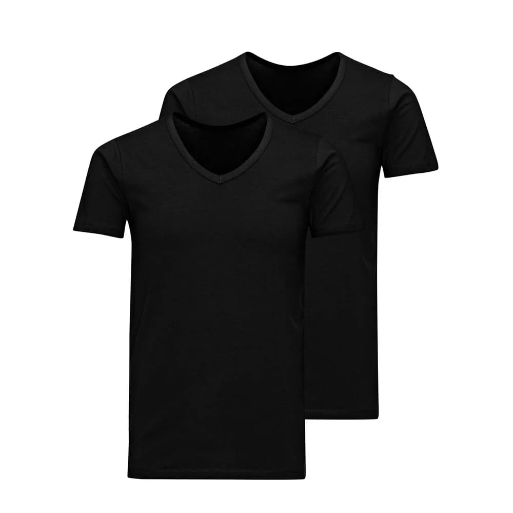 Jack & Jones T-Shirt V-Neck (2er-Pack) schwarz M (50)