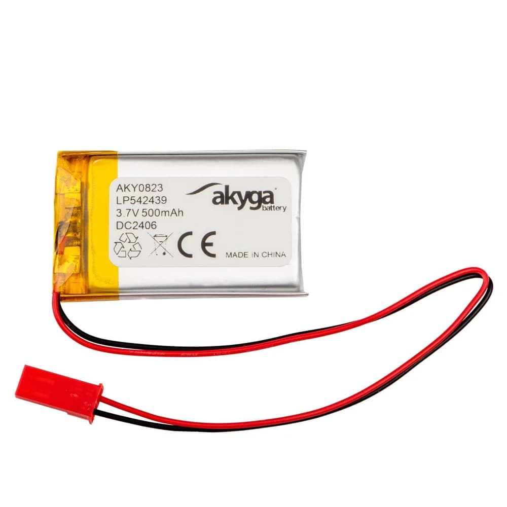 Akyga AKY0823, Akku, Silber, Lithium-Ion (Li-Ion), 500 mAh, 3,7 V, 24 mm - Silber
