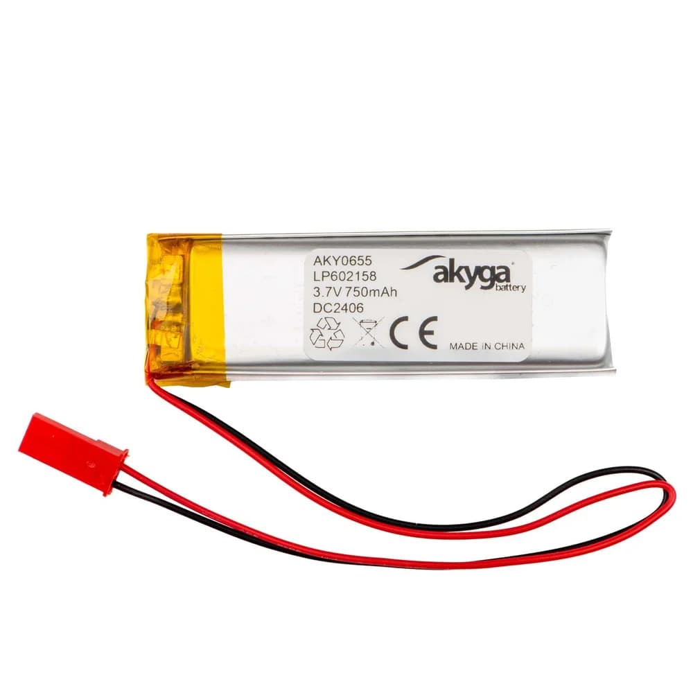 Akyga AKY0655, Akku, Silber, Lithium-Ion (Li-Ion), 750 mAh, 3,7 V, 21 mm - Silber