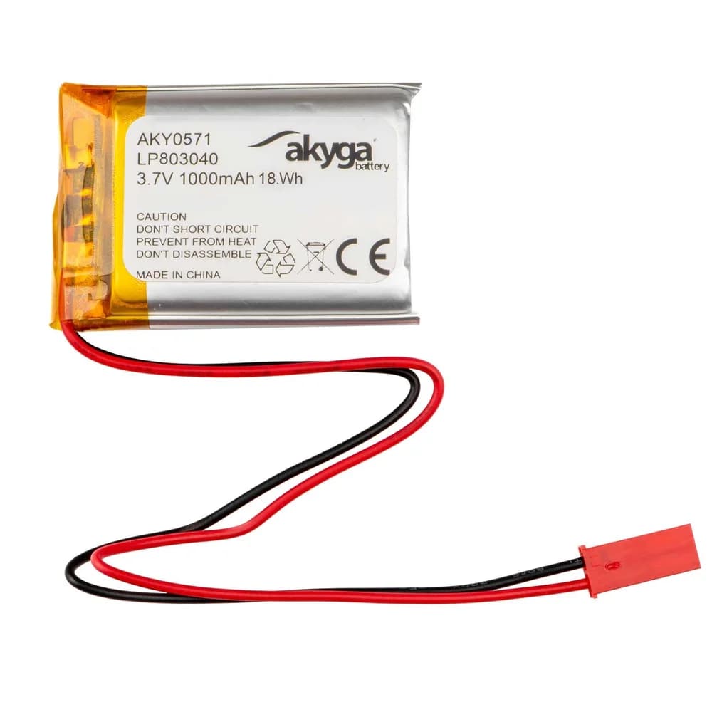 Akyga AKY0571, Akku, Silber, Lithium-Ion (Li-Ion), 1000 mAh, 3,7 V, 30 mm - Silber